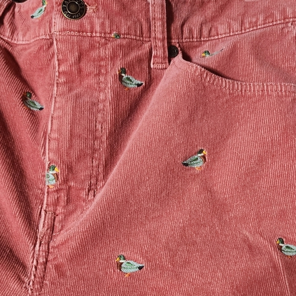 Talbots Stretch Corduroy Straight Leg Pants Mallard Duck Embroidered SZ 8 Petite - Picture 3 of 12